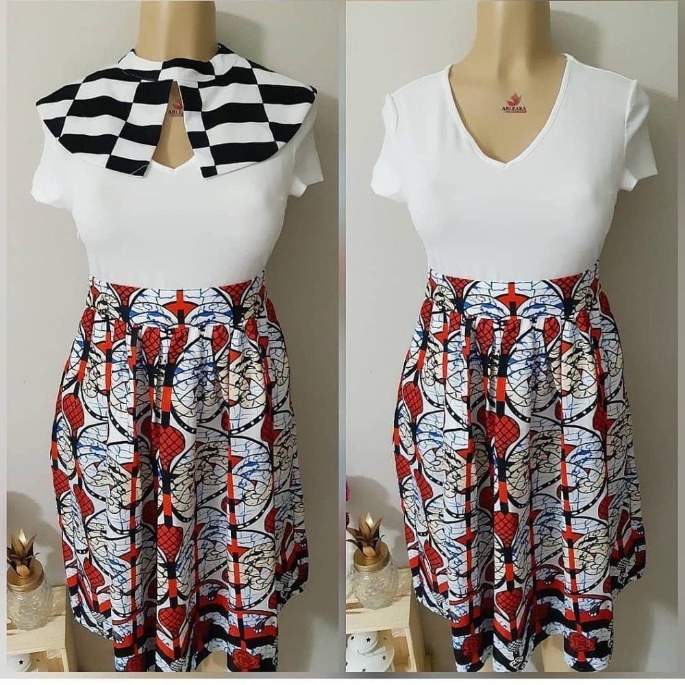 Print fit & flare dress- small